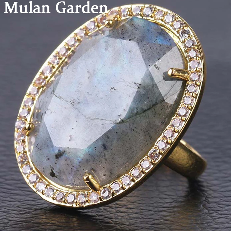 

M&G Nature Crystal Big Stone Rings Solid Color Semi-precious Stones Wedding Rings Fashion Luxury Accessories Gift 2019