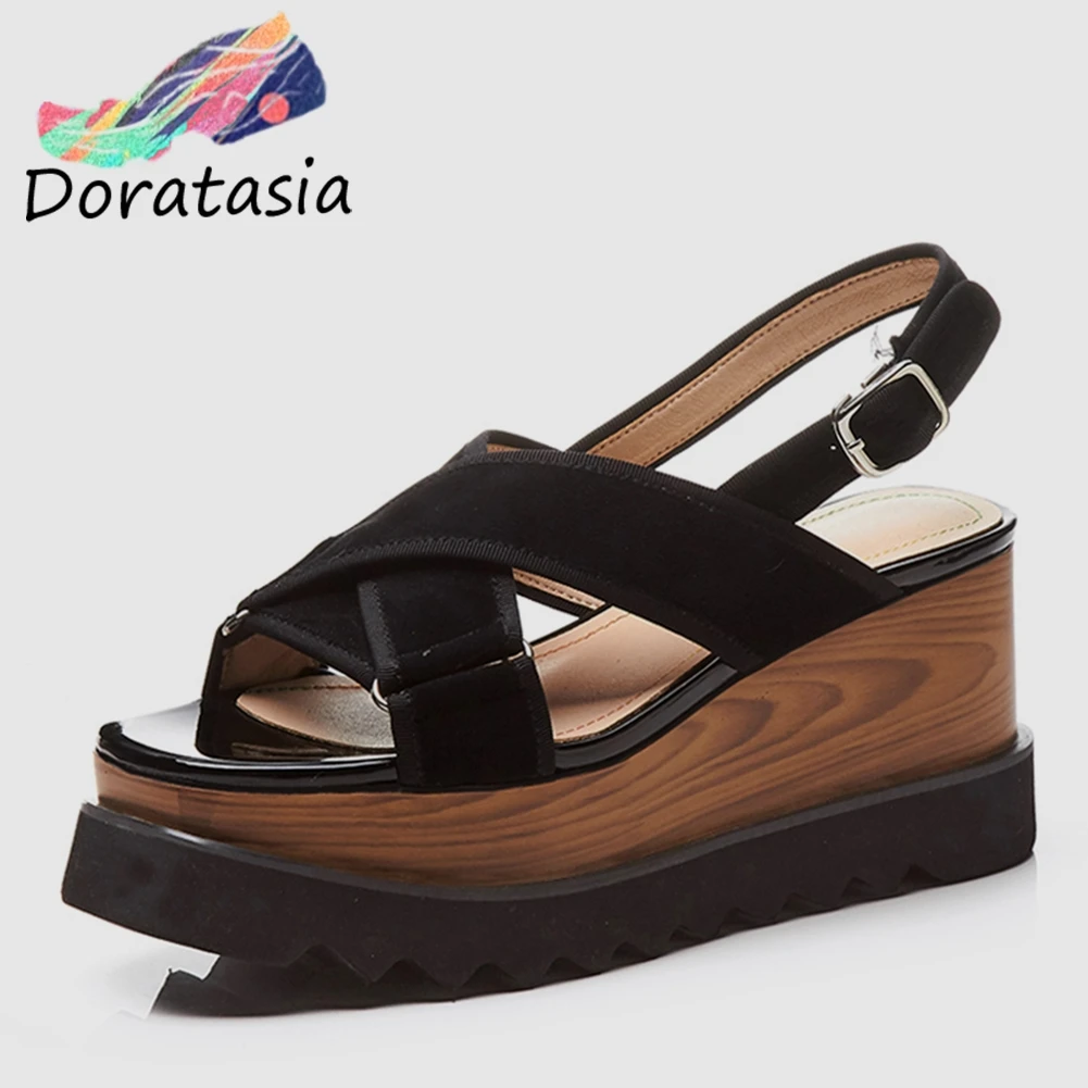 

DORATASIA New Arrival 2019 Kid Suede Buckle Strap Summer Shoes Woman Sandals Female Platform Wedge Heels Sandals Woman Shoes