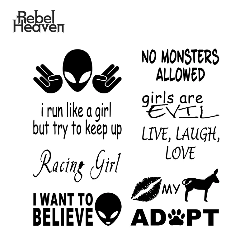 Забавная Автомобильная наклейка Rebel Heaven JDM ADOPT Shocker Alien Head Racing Girl LIVE смех любовь