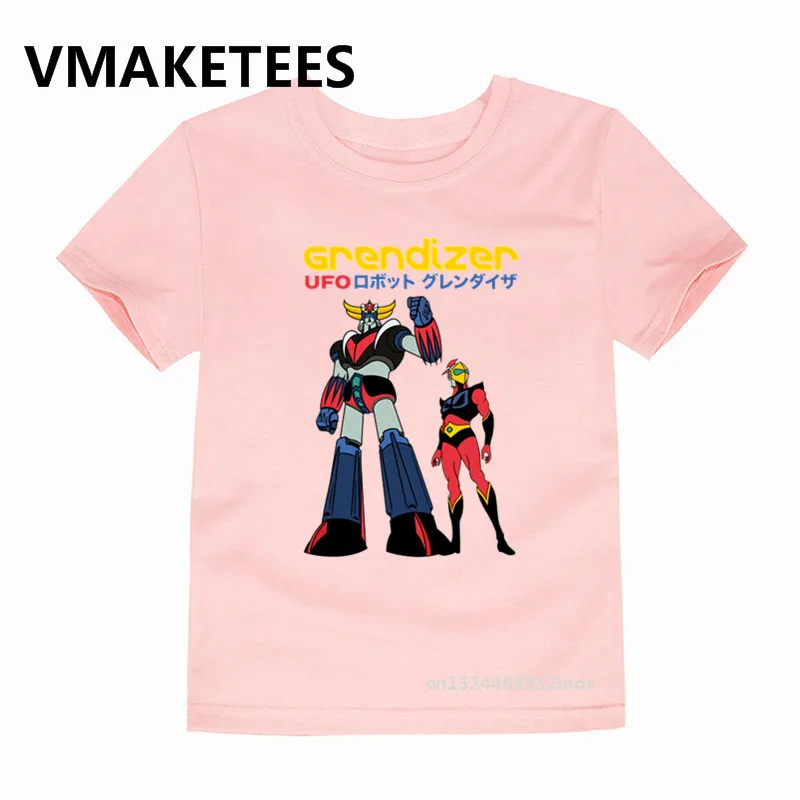 Футболка с принтом робот и Grendizer для мальчиков девочек летние детские топы