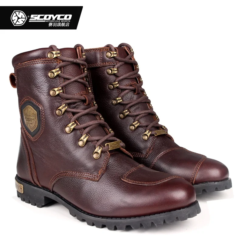 

SCOYCO Genuine Leather Motorcycle C Boots Breathable Motocross Boots Ankle-Protection Men Moto Riding Boots Shoes MT019