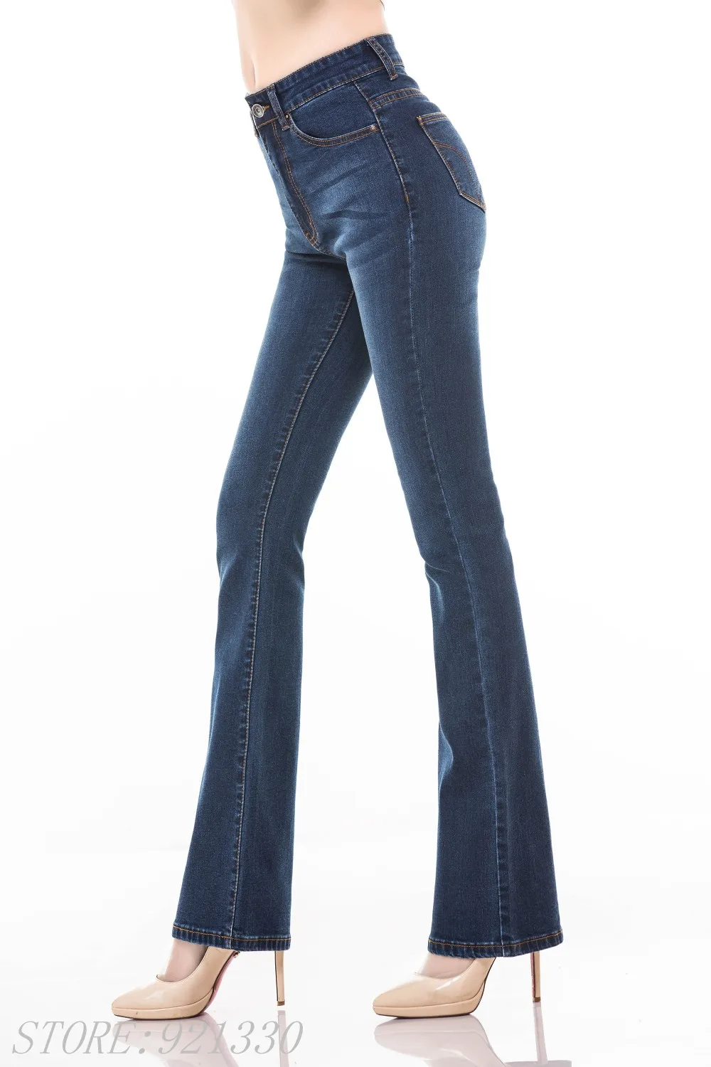 Новинка, акция, женские джинсы с высокой талией, деловые повседневные расклешенные брюки, расклешенные брюки