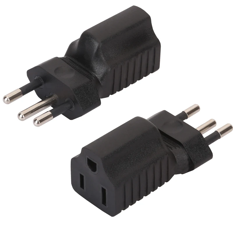 1PC Brazil male to Universal US 5 15R Female Power Plug 3 Round Adapter
