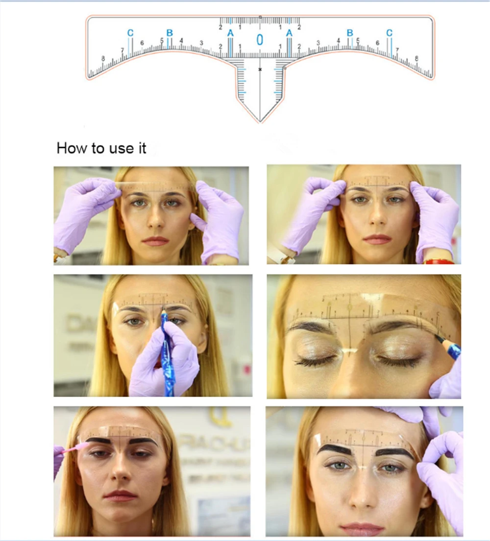 1/10 шт одноразовая полупостоянная линейка для бровей, макияж, инструмент для измерения бровей, направляющая линейка для бровей, микроблейдинг, каллипер, трафарет