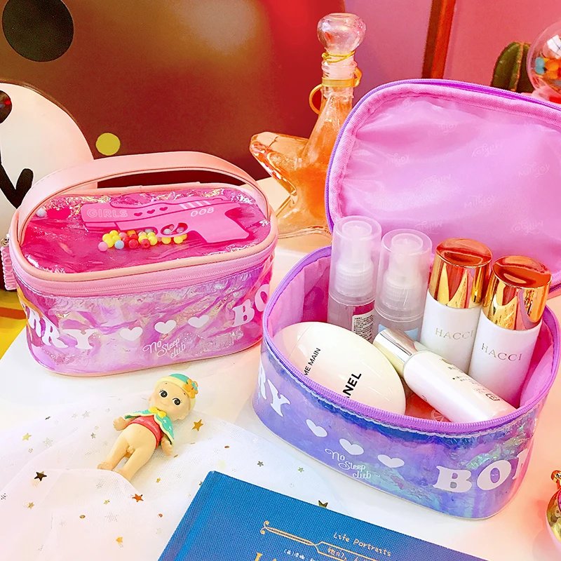 Waterproof PVC Cosmetic Case Women Travel Laser Clear Toiletry Wash Kits Organizer Makeup Case Cosmetic Bags Travel Accessories