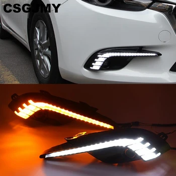 

CSGJMY 2PCS DRL Daytime Running Lights fog lamp cover headlight 12V Daylight With Turn Signal For Mazda 3 Mazda3 Axela 2017 2018