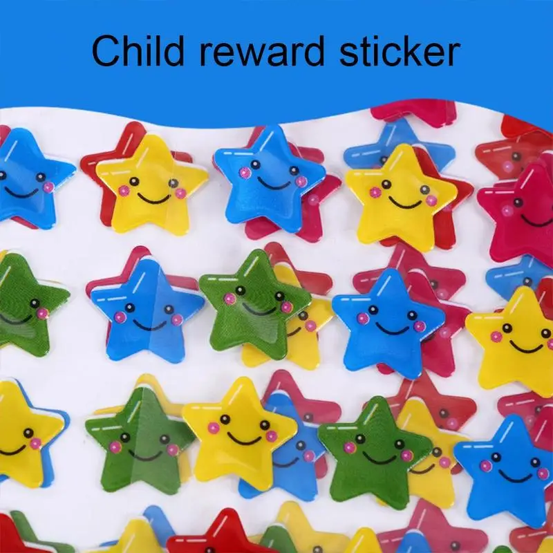 

4pc/bag Child Reward Flash Sticker Mother Teacher Praise Label Award Five-pointed Star Smiley Face Gold Cute Cartoon Sticker