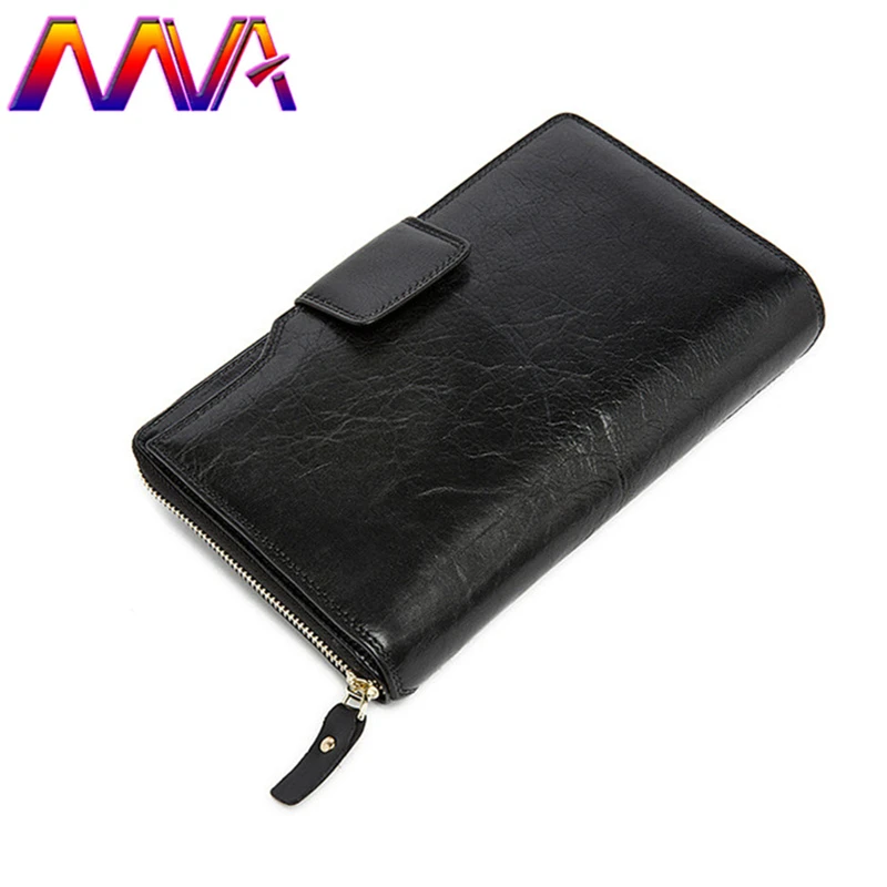 

MVA Quality leather men hand wallet with 100% genuine leather men wallet mens long wallet for card holder handbag wallets