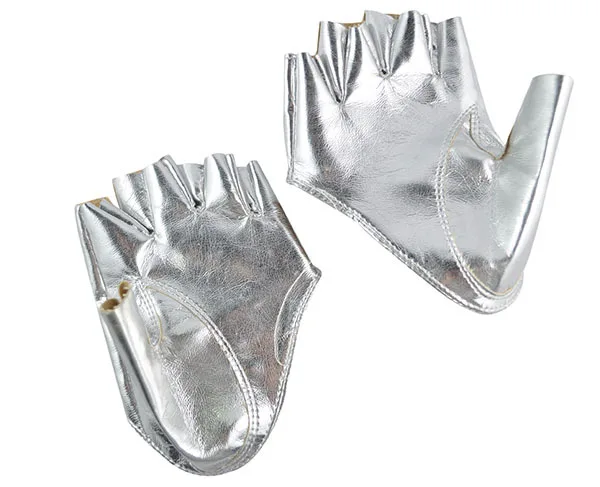 Новые классные Мода Половина Finger Модный мягкий кожзаменитель унисекс перчатка на ладонь для вечерние танцевальные Выступления перчатки разные оттенки - Цвет: Silver Gloves