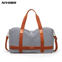 NIYOBO, новинка, Женская дорожная сумка, сумка, переносная, для багажа, вещевой мешок, полосатая, холщовая, женская сумка на плечо, пляжная сумка, для выходных, сумка-тоут