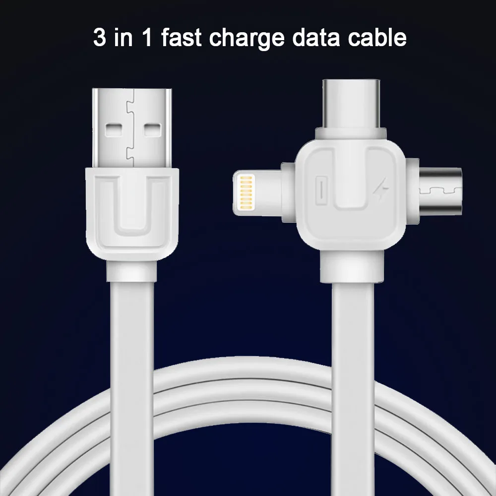 3 в 1 кабель для быстрой зарядки и синхронизации данных IPhone 7 8 6 Plus X Xiaomi TPE Micro USB Type C