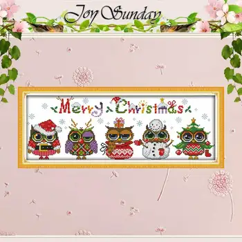 

Christmas Owls patterns Counted Cross Stitch Cartoon Cross Stitch 11CT 14CT Cross-Stitch Kit Handmade Embroidery for Needlework