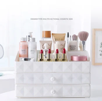 

Plastic Cosmetic Drawer Makeup Organizer Makeup Storage Box Container Nail Casket Holder Desktop Sundry Storage Case