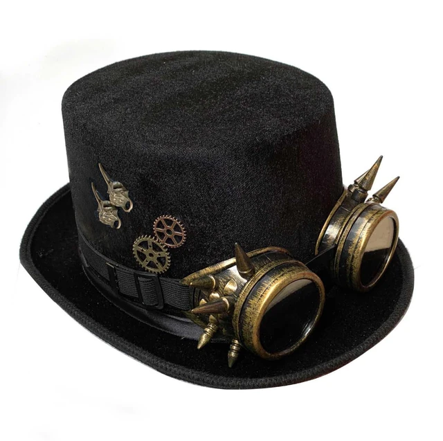 Haut-de-forme bas steampunk et lunettes 