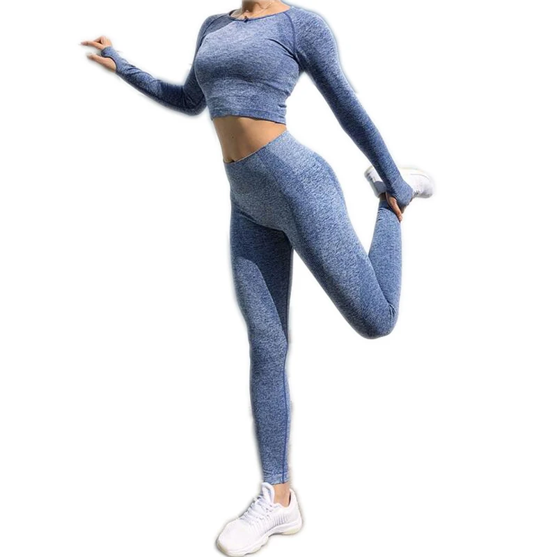 Women Yoga Set Gym Clothing Seamless Leggings+Shirts ...