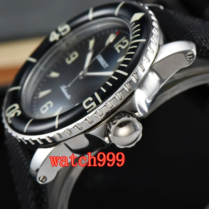 45 мм CORGEUT механические часы мужские часы черный циферблат Супер Светящиеся автоматические мужские часы