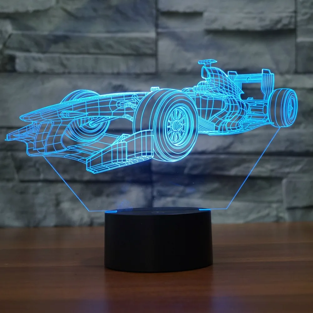 

3D LED Lamps Racing Car Night Lamp 7 Colors Changing Light USB Lamp for Children's bedroom decor Kids Gifts bb Bedside Decor f1