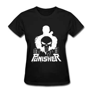 

Punishers Skyline Profile Outline Tshirt For Lady All Cotton Women T-shirts Design Hot Sale Top Quality Clothing Shirt Custom
