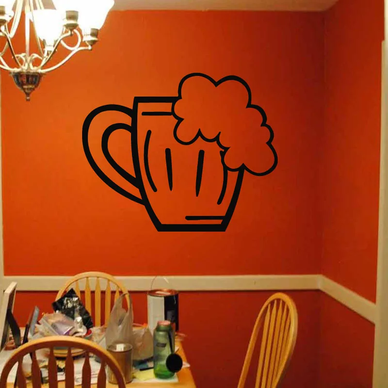 Wall Decals Glass of Beer Foam Drinks Wall Stickers Kitchen Cafe Art