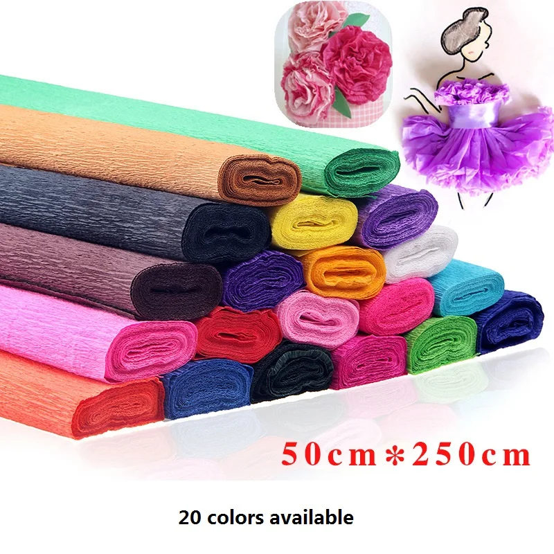 Buy Craft Paper 50x250cm Colored Crepe Papers Wrapping Flowers Packing Material