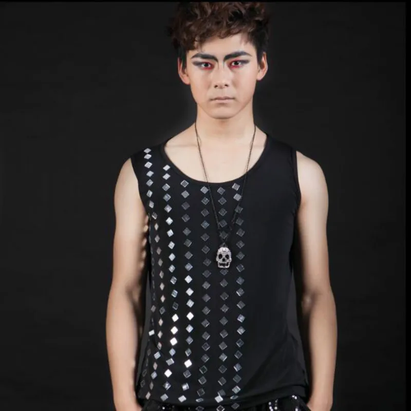 

Korea tide models sweatshirt nightclub tide male bar male singer dj host ds stage costumes lens vest male