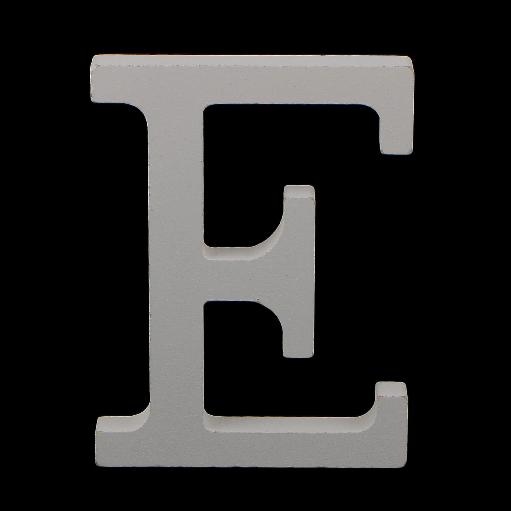 Wooden ''E'' Alphabet Letter Wall Hanging Nursery Wedding Party Home Shop Office Decorations Photo Shoot Props White
