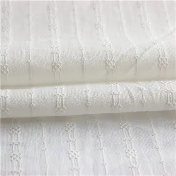 

100% cotton lace white cotton fabric Popular geometric wave design hollow out embroidery design lace fabric pure white