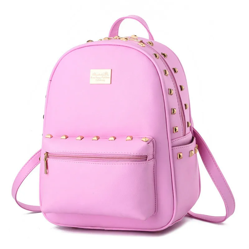 2016 Fashion Women Waterproof PU Leather Rivet Backpack Girls School Bags Women s Backpacks for Teenage