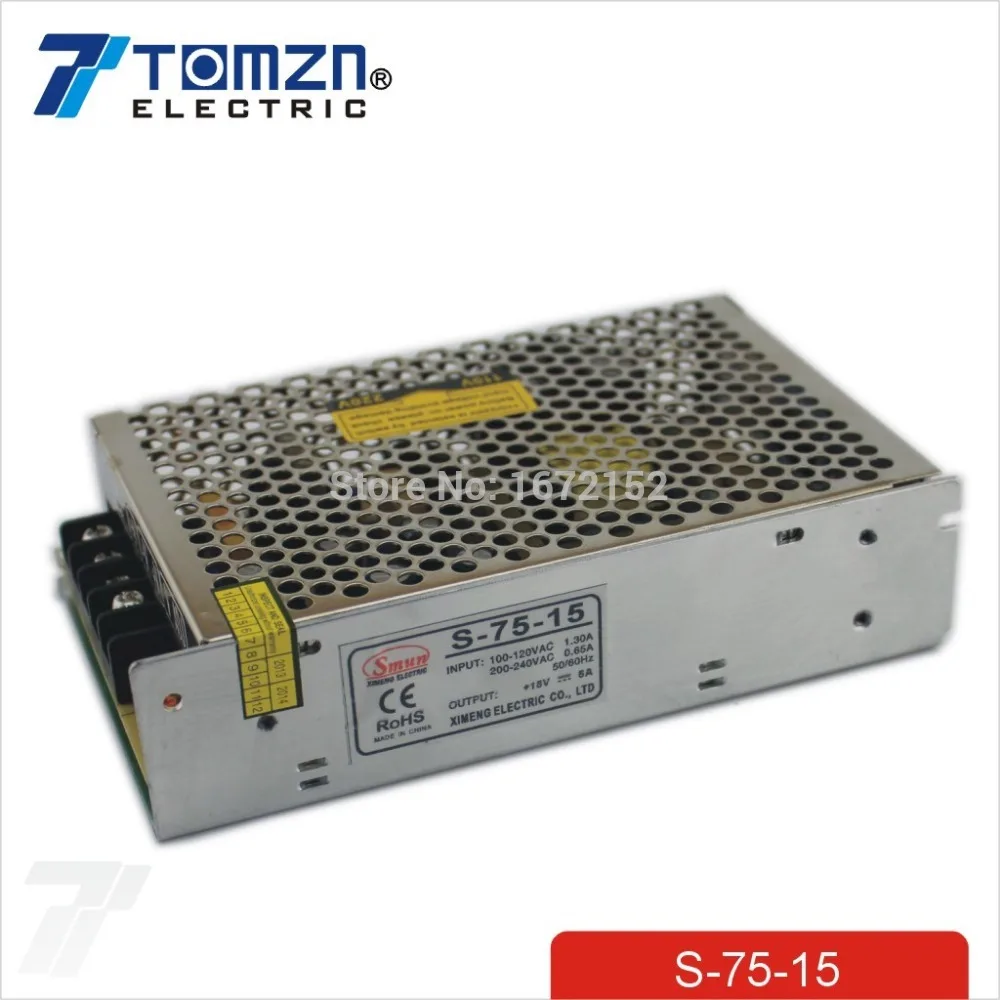 ElectronicNova 15V 5A 75W Switching Power Supply for LED Strip Light 220V ElectronicNova 15V 5A 75W Switching Power Supply for LED Strip Light 220V
