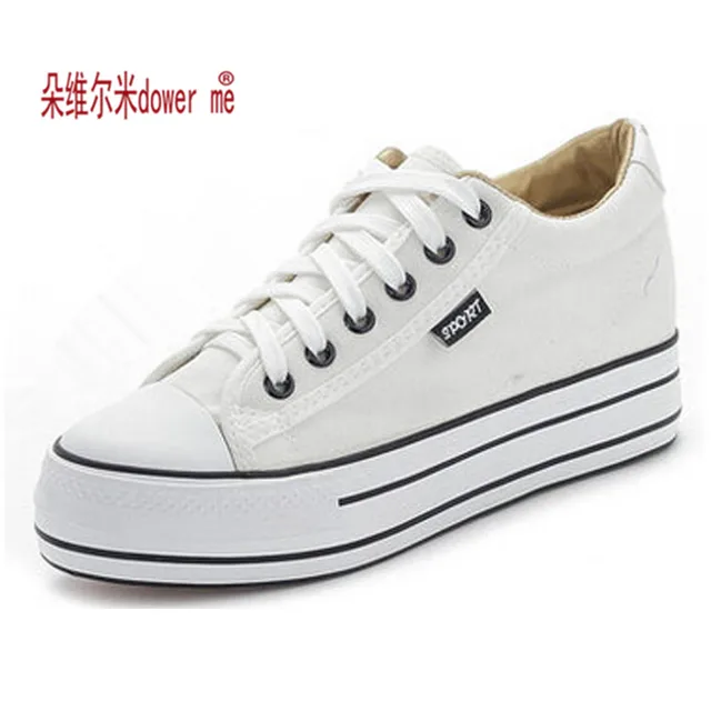 scarpe Woman High Platform Canvas scarpe lace up Casual Flats bianca scarpe Woman High Platform Canvas Canvas Canvas scarpe lace up Casual Flats bianca c174da