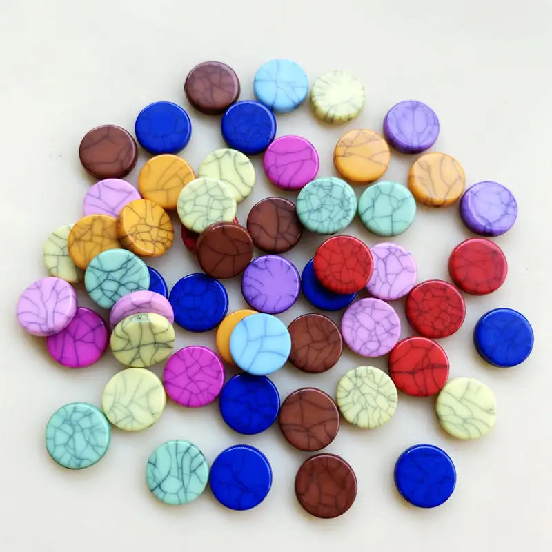 

Mix Design Color Resin Flat Back Cabochon Art Supply DIY Decoration Charm Craft Archaize crack buttons Non Hole 10mm 80pcs -Z91A