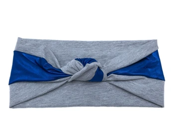 

J173169 2017 Fashion good stretch patchwork,cotton block blue shimmer Metallic knot headbands, Autumn &summer headband for women