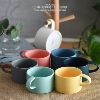 

OUSSIRRO PURE COLOR CERAMIC MUGS CUP KITCHEN COFFEE / MILK CUPS WITH HANDGRIP EUROPE DESIGN