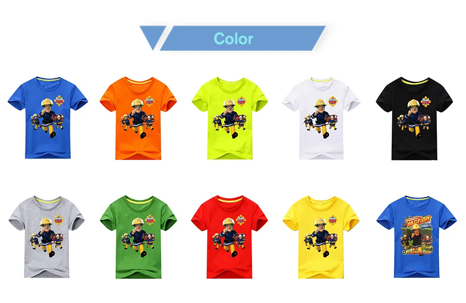 Г. Детские хлопковые футболки для мальчиков с 3D рисунком пожарного Сэма футболки с короткими рукавами для девочек, топы, одежда для детей TP016