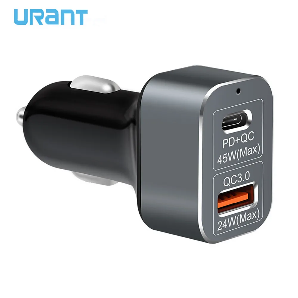 

URANT USB PD Car Charger Type C 45W Power Delivery Quick Auto Charger QC3.0 for iPhone X Samsung S8 Xiaomi MI A1 Huawei MATE10