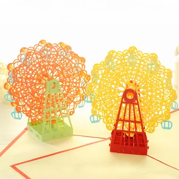 

3D Laser Cut Hot Pop Handmade Carving Ferris Wheel Paper Invitation Greeting Cards PostCard Birthday Classmate Party Gift