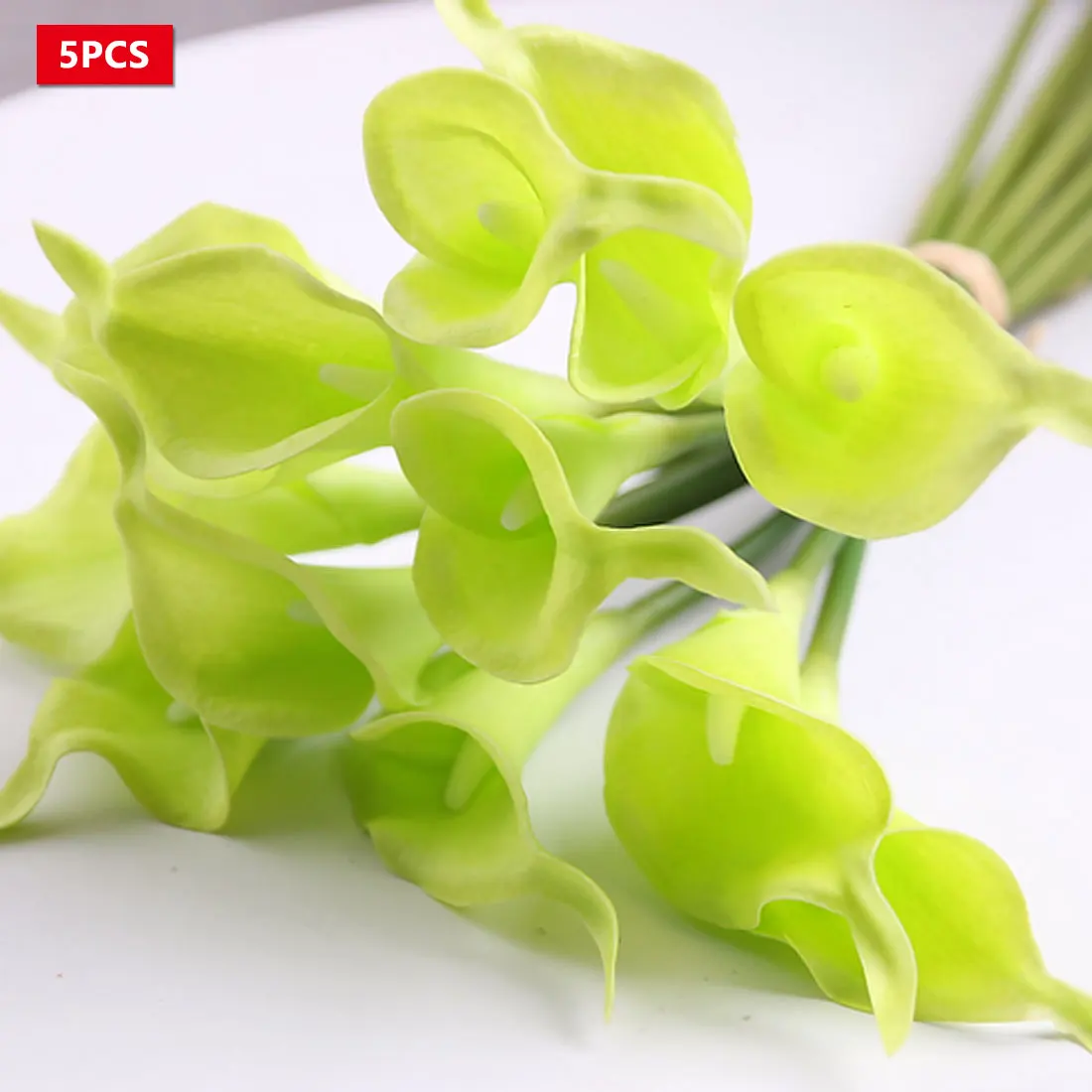 Green 5pcs 5 10 30 голов Калла Лилия Искусственный Свадебный букет голова Латекс Настоящее прикосновение искусственный цветок Свадебные украшения - Цвет: Green 5pcs