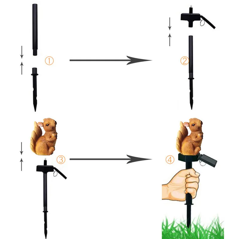 Белка Солнечный свет с солнечной светодиодный сад газон уличный светильник Водонепроницаемая Смола животных солнечные лампы для дома сад Прямая поставка
