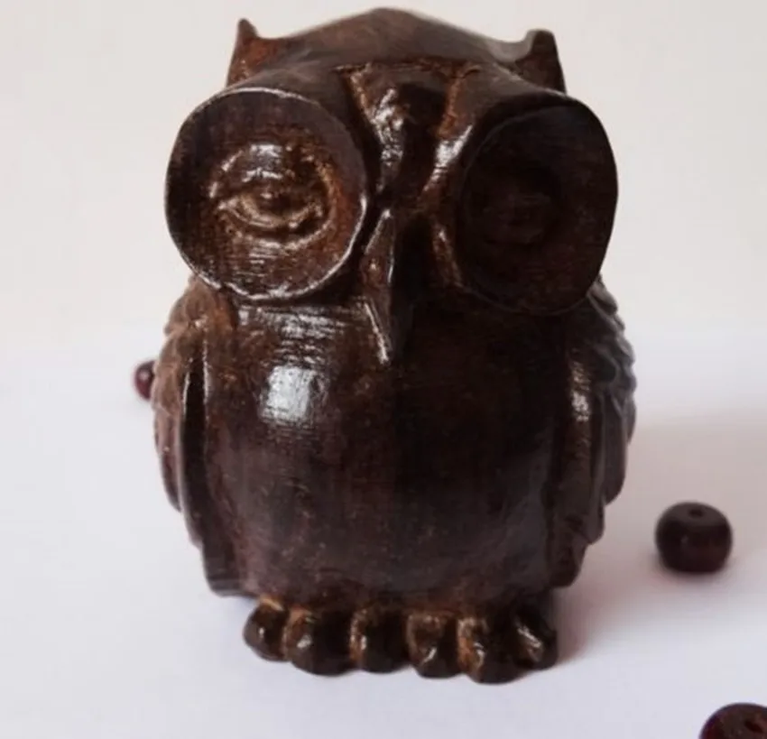 

Miniature Owl wood carving figurine home decoration 5.5x4.3cm