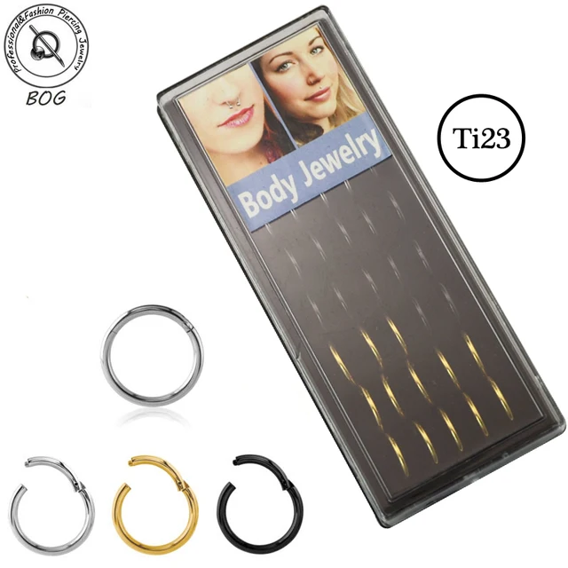 Titanium Rainbow Tabique Anillo 16G Daith Nariz Anillos Labio Anillos Cartílago Piercing
