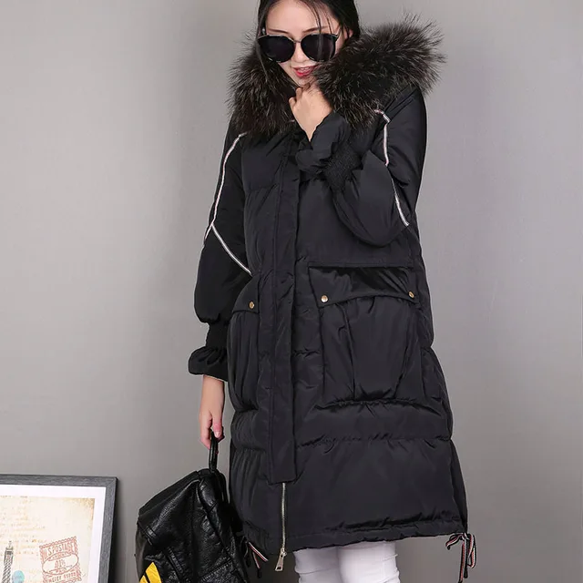 2018 Goose Feather Jacket Woman Winter Duck Down Coat Plus Size Long ...