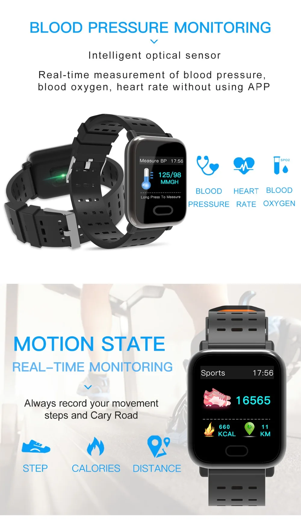 Smart Watch Wristband Heart Rate Monitor Sport Smart Bracelet Sleep Monitor Waterproof Smartwatch For IOS Android (5)