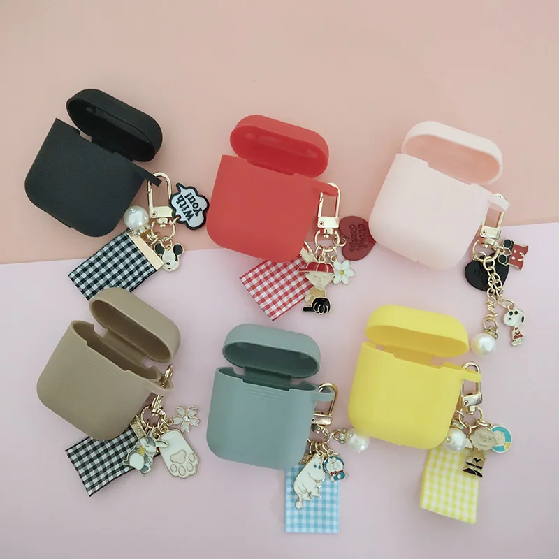 

Luxury Silicone Protective Cover For AirPods Case Bluetooth Wireless Earphone Case For Apple Airpods with Cute Minnie Key Ring