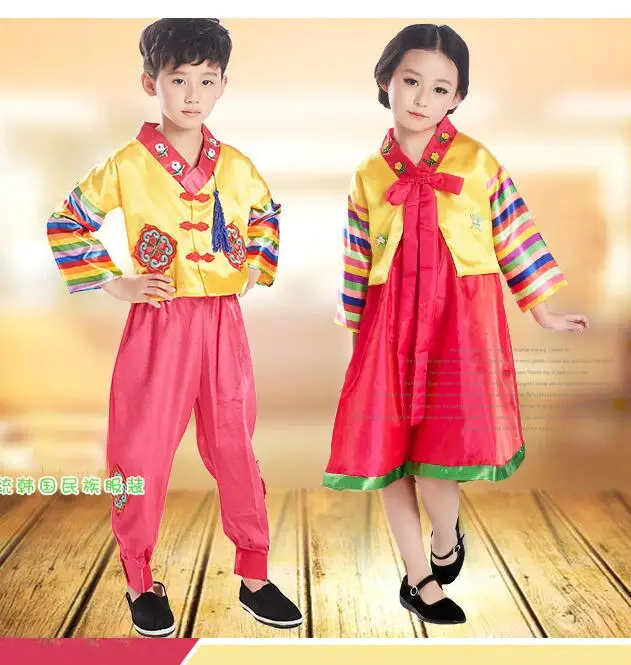 Весенние детские корейские танцевальные костюмы hanbok для девочек и мальчиков|korean