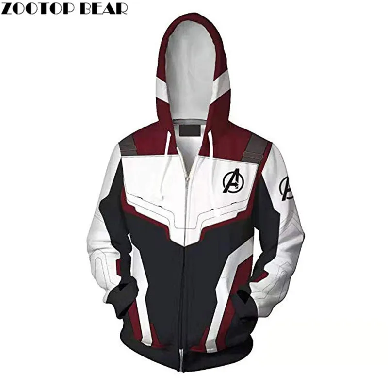 3D Printed Zipper Hoodies Men The Avengers Tracksuit Marvel Sweatshirt Streatwear Fashion Men Avengers Endgame ZOOTOPBEAR