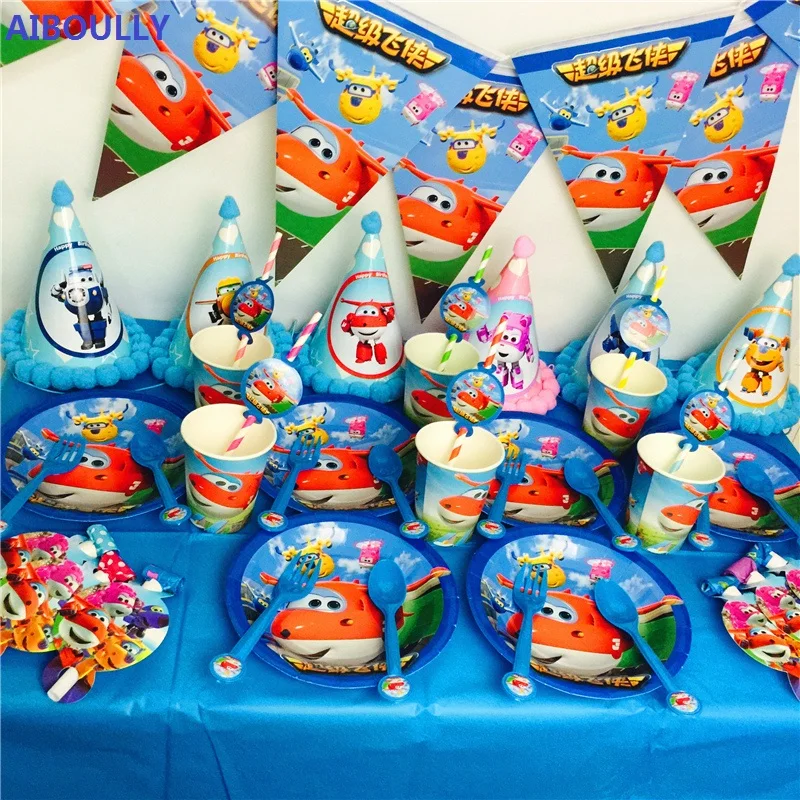 AIBOULLY Party Supplies 44pcs For 6 kids Super Wings Theme Birthday