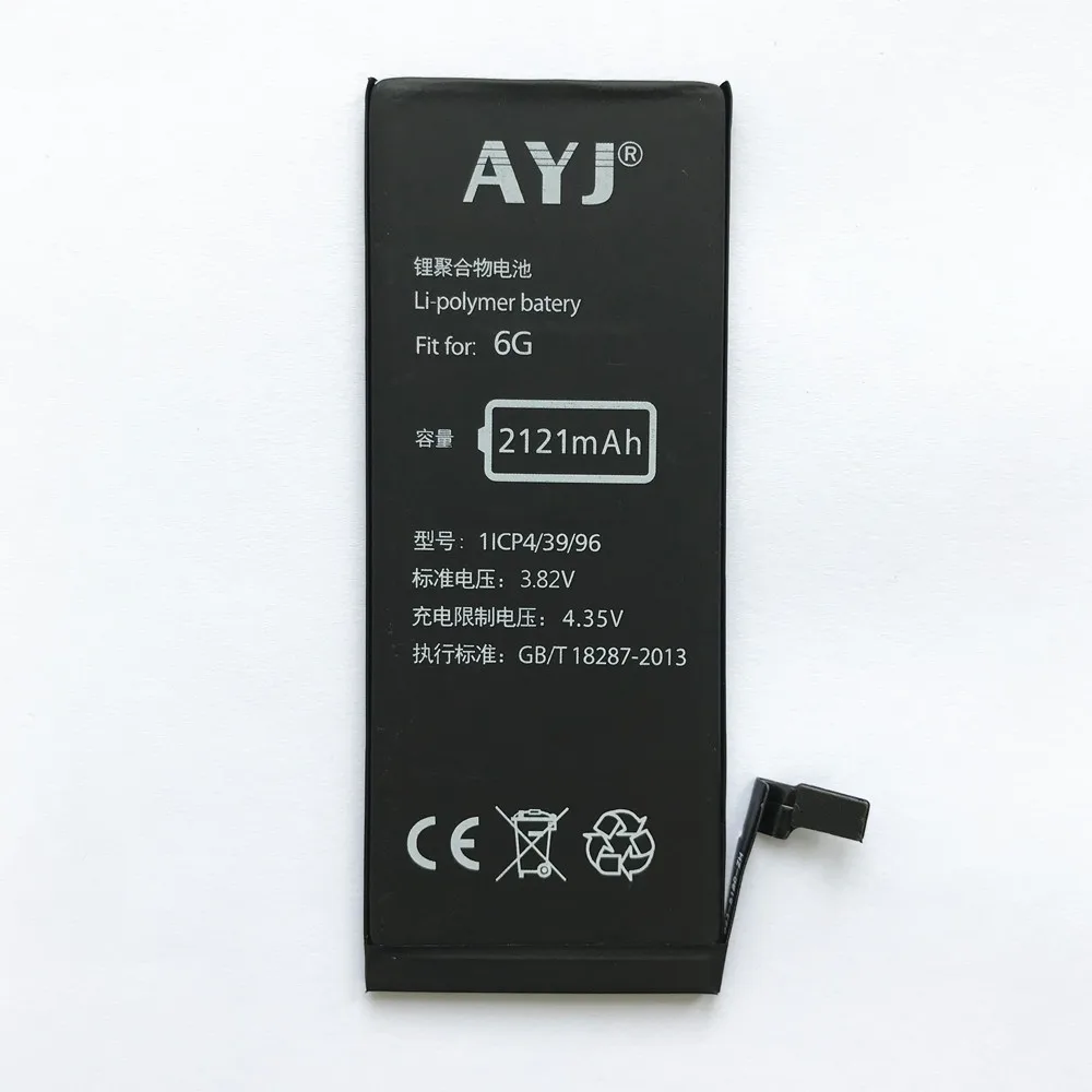 2018 Горячая Оригинальная батарея AYJ для iPhone 6G 6g 6 литий полимерная Замена Bateria 2121mAh