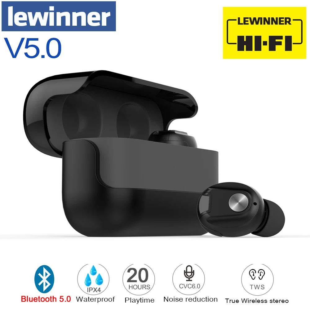 

2019 New Lewinner D18 Bluetooth V5.0 TWS Earphone True Wireless Stereo Earbud Waterproof Lewinner Bluetooth Headset for Phone