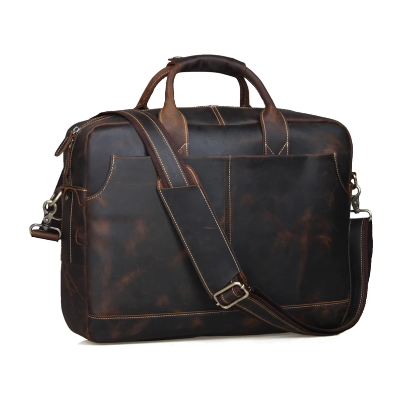 Baigio Leather Briefcase 17 Men Laptop Bag Vintage Brown Brand Baigio Leather Briefcase 17 Men Laptop Bag Vintage Brown Brand Designer Messenger Tote Crossbody Shoulder In Briefcases From Luggage
