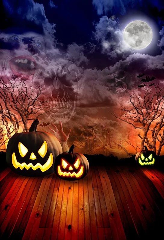 

Photography backdrops 2018 Halloween pumpkins lamp photo backgrounds For Photo Studio accessories Photographic props